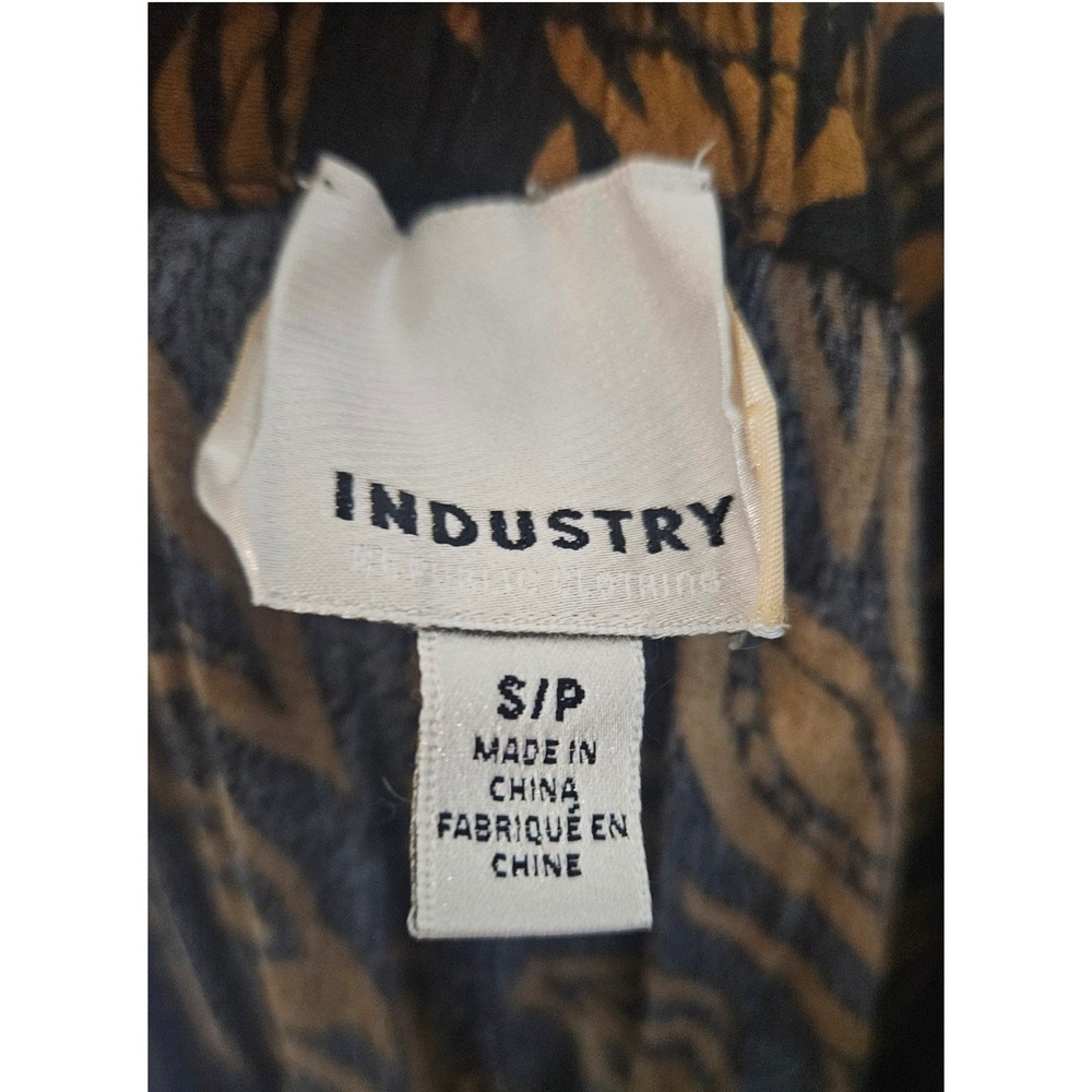 Industry Republic Clothing Wide Leg Pants Large Black Brown Tropical Leaf Print - Picture 4 of 6